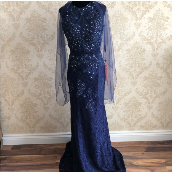 May Queen Blue Halter Maxi Gown - Picture 5 of 13